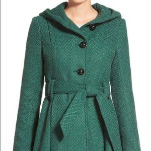 Steve Madden black hooded skirted peacoat